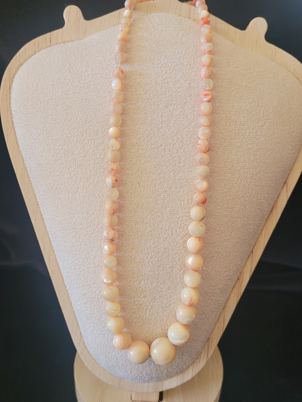 Cream & Peach Beaded Necklace - Elegant Women's Jewelry